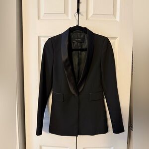 Zara Black Satin Lapel Blazer Jacket